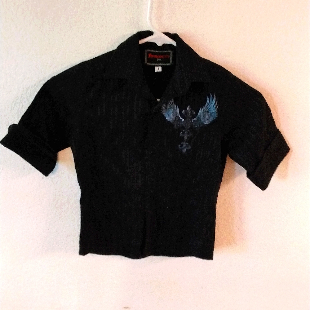 Boys Size 4 Patroncito Black Short Sleeve Shirt